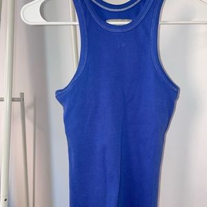 Blue everlane Ribbed cutaway tank top